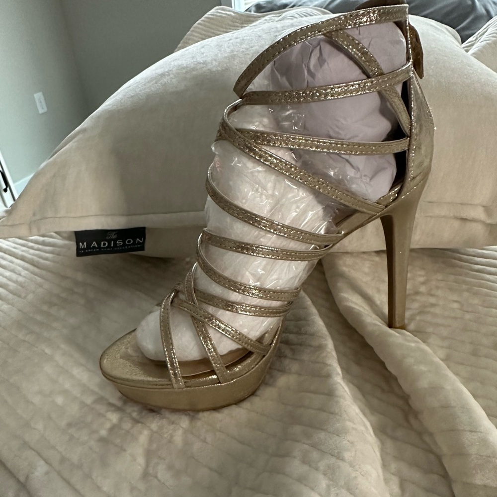 Madison Metallic Gold Strappy Heels